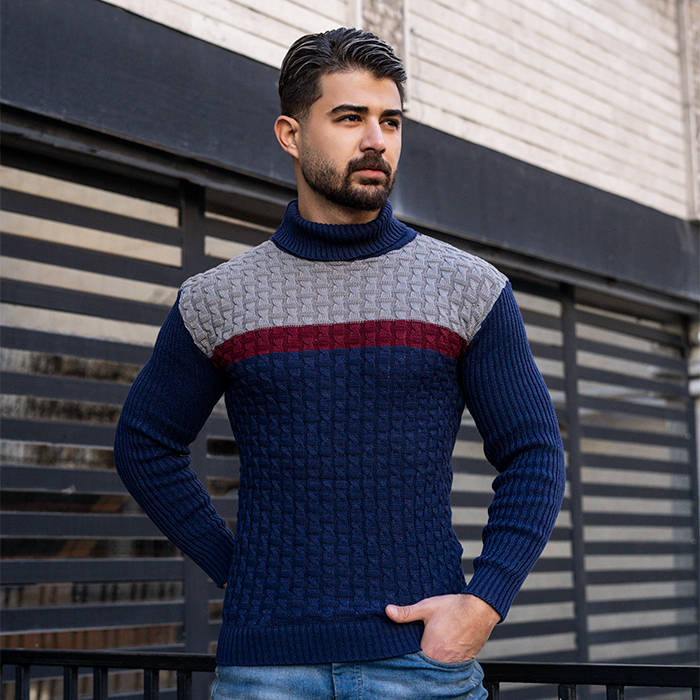 پلیور مردانه طوسی سرمه ای مدل Keto